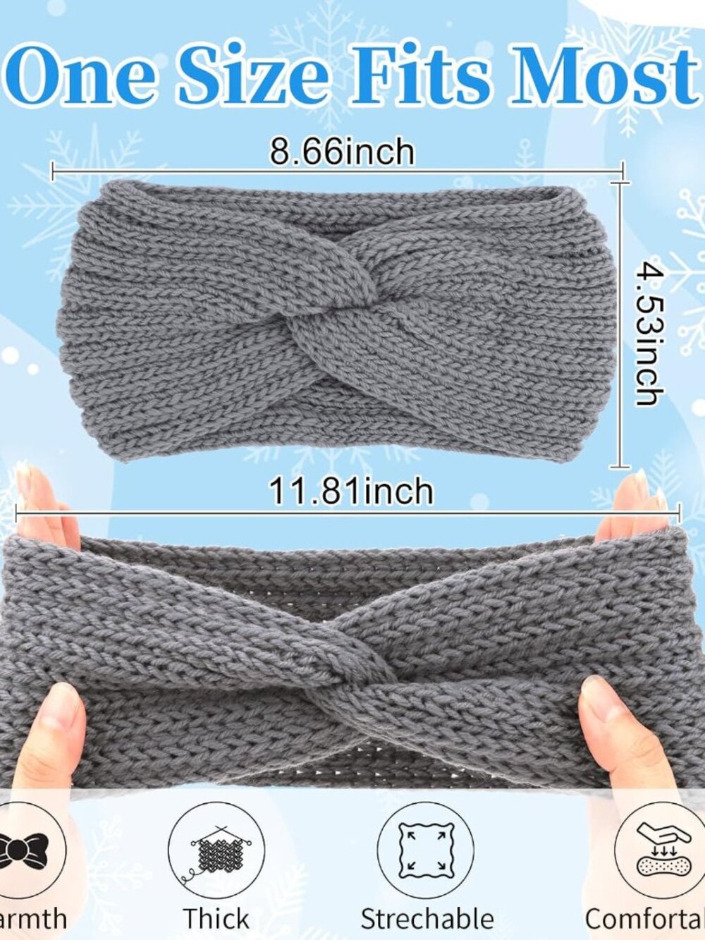 YARIEW Winter Headbands for Women Ear Warmers Wide Headbands for Women - Picture 7 of 11
